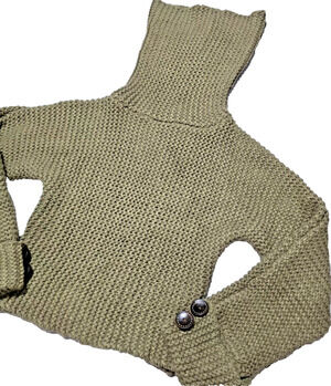 Chelsea & Violet Green Chunky Knit Cropped Turtleneck Sweater Size S Buttons